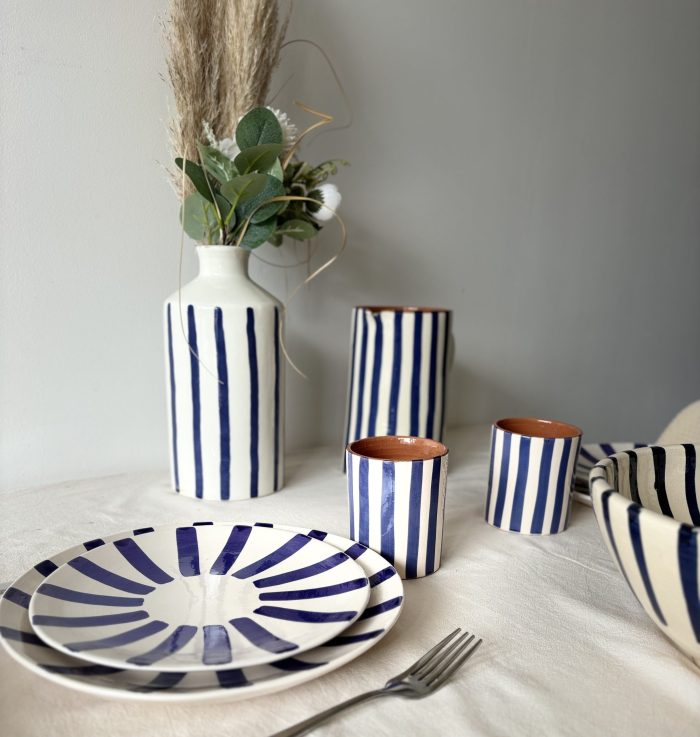 Lot de grandes assiettes RAYA bleu – Image 4
